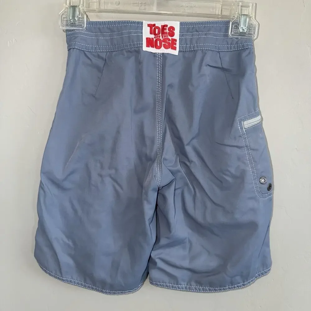 Toes On The Nose Boys Boardshorts Size S Pale Blue Swim Trunks 8” Inseam Kids